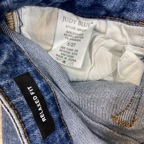 Judy Blue Relaxed Fit Jeans Women's Size 5 27 Sunflower Embroidered Distressed - Picture 8 of 11